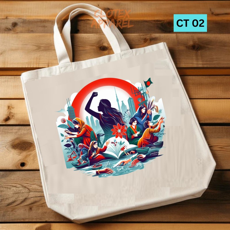 Picture of Btown Beautiful Designed Cotton Canvas Tote Bag With Zipper. [C T 02]