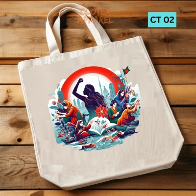 Picture of Btown Beautiful Designed Cotton Canvas Tote Bag With Zipper. [C T 02]
