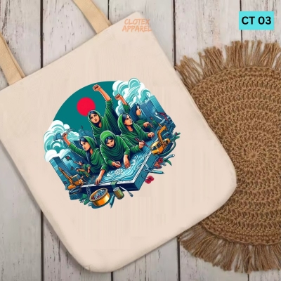 Picture of Btown Beautiful Designed Cotton Canvas Tote Bag With Zipper. [C T 03]