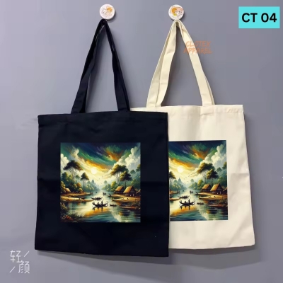 Picture of Btown Beautiful Designed Cotton Canvas Tote Bag With Zipper. [C T 04]