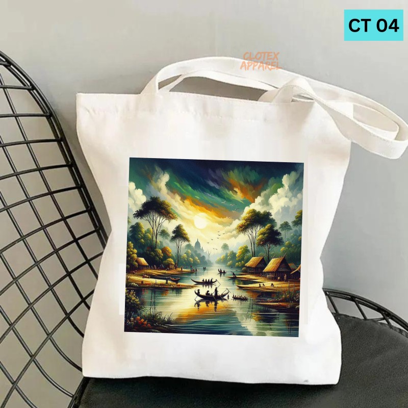 Picture of Btown Beautiful Designed Cotton Canvas Tote Bag With Zipper. [C T 04]