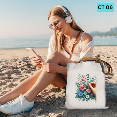 Picture of Btown Beautiful Designed Cotton Canvas Tote Bag With Zipper. [C T 06]