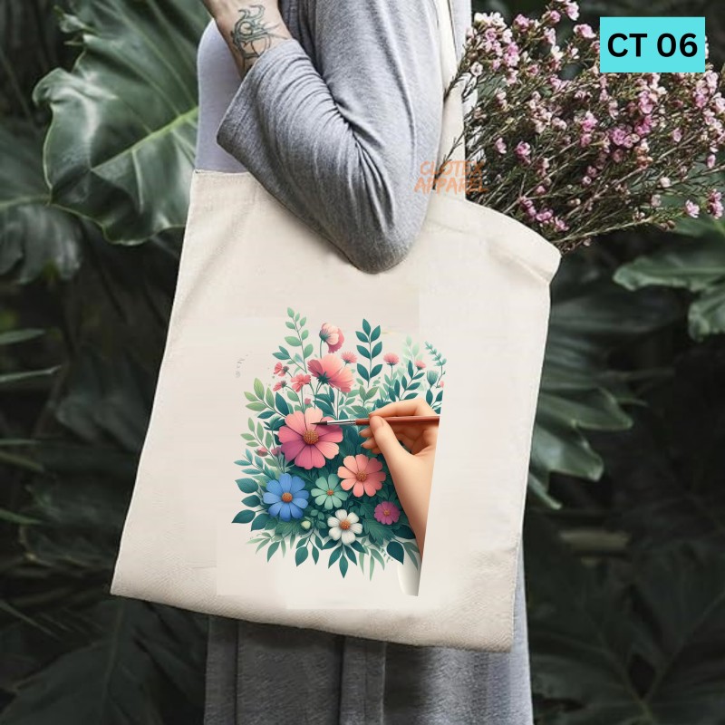 Picture of Btown Beautiful Designed Cotton Canvas Tote Bag With Zipper. [C T 06]