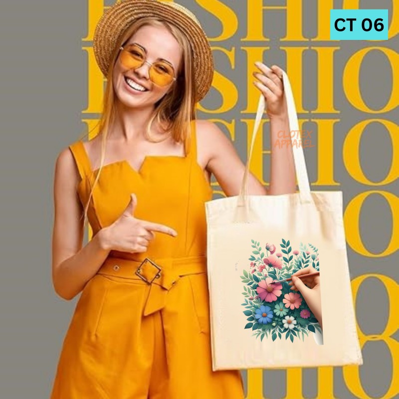 Picture of Btown Beautiful Designed Cotton Canvas Tote Bag With Zipper. [C T 06]