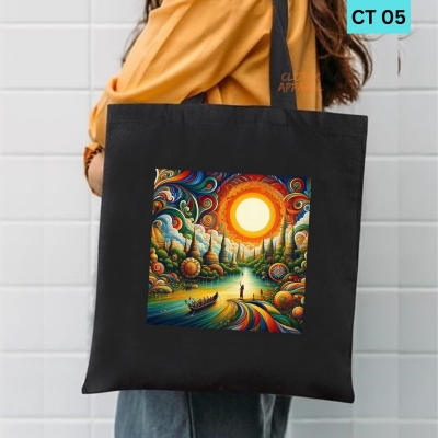 Picture of Btown Beautiful Designed Cotton Canvas Tote Bag With Zipper. [C T 05]