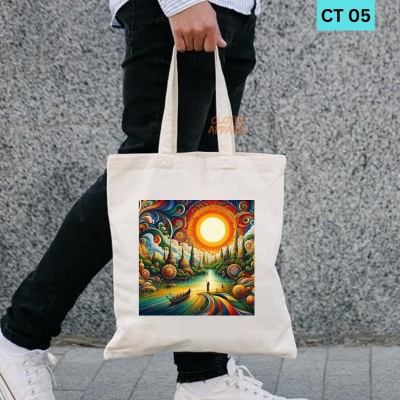 Picture of Btown Beautiful Designed Cotton Canvas Tote Bag With Zipper. [C T 05]