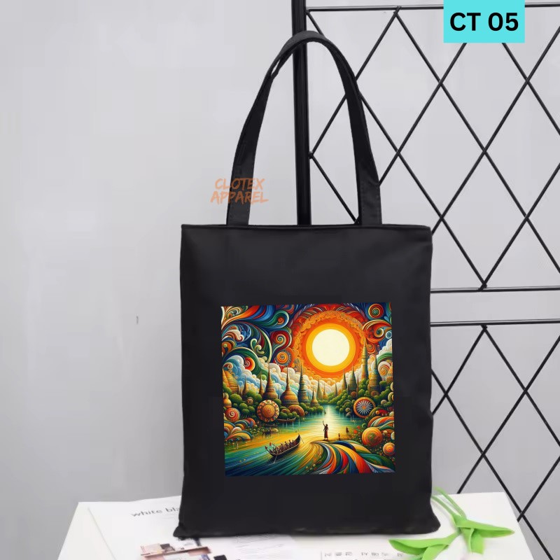 Picture of Btown Beautiful Designed Cotton Canvas Tote Bag With Zipper. [C T 05]