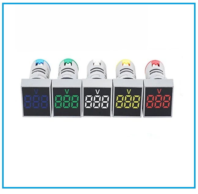 Picture of 22MM AC20-500V Voltmeter Square Panel LED Digital Voltage Meter Indicator Light AD101-22V 
