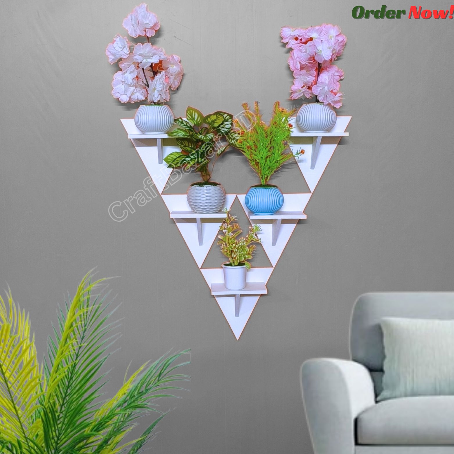 Picture of Triangle Wall Shelf Self Adhesive Punch Free Premium Quality Premium Quality