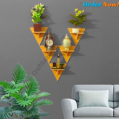 Picture of Square Shape Wall Shelf Without Flower . Self Adhesive Punch Free Wall Decor Waterproof Premium Quality.