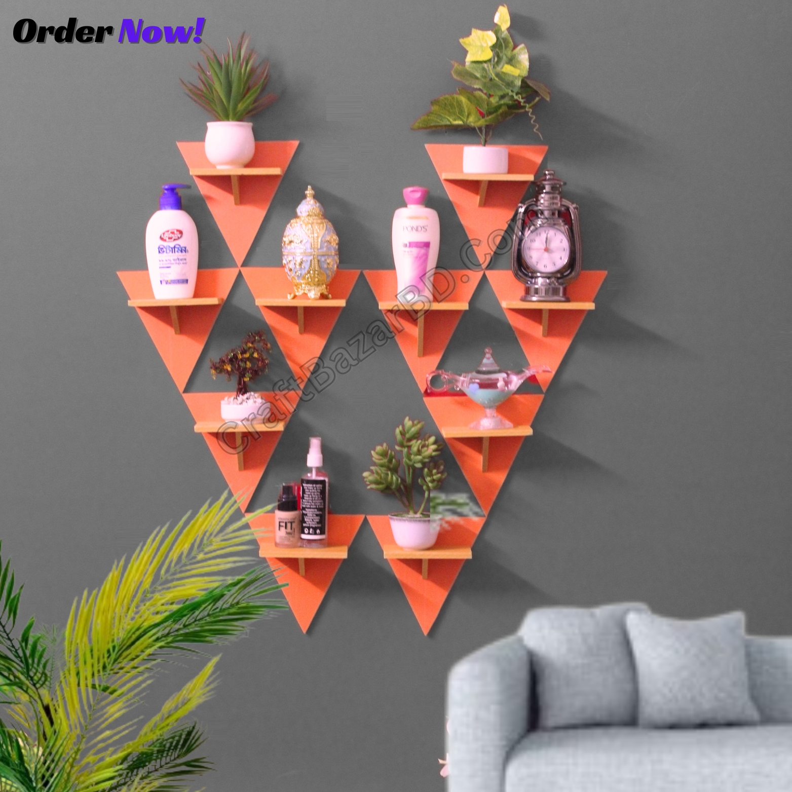 Picture of Triangle Wall Shelf Self Adhesive Punch Free Premium Quality Premium Quality