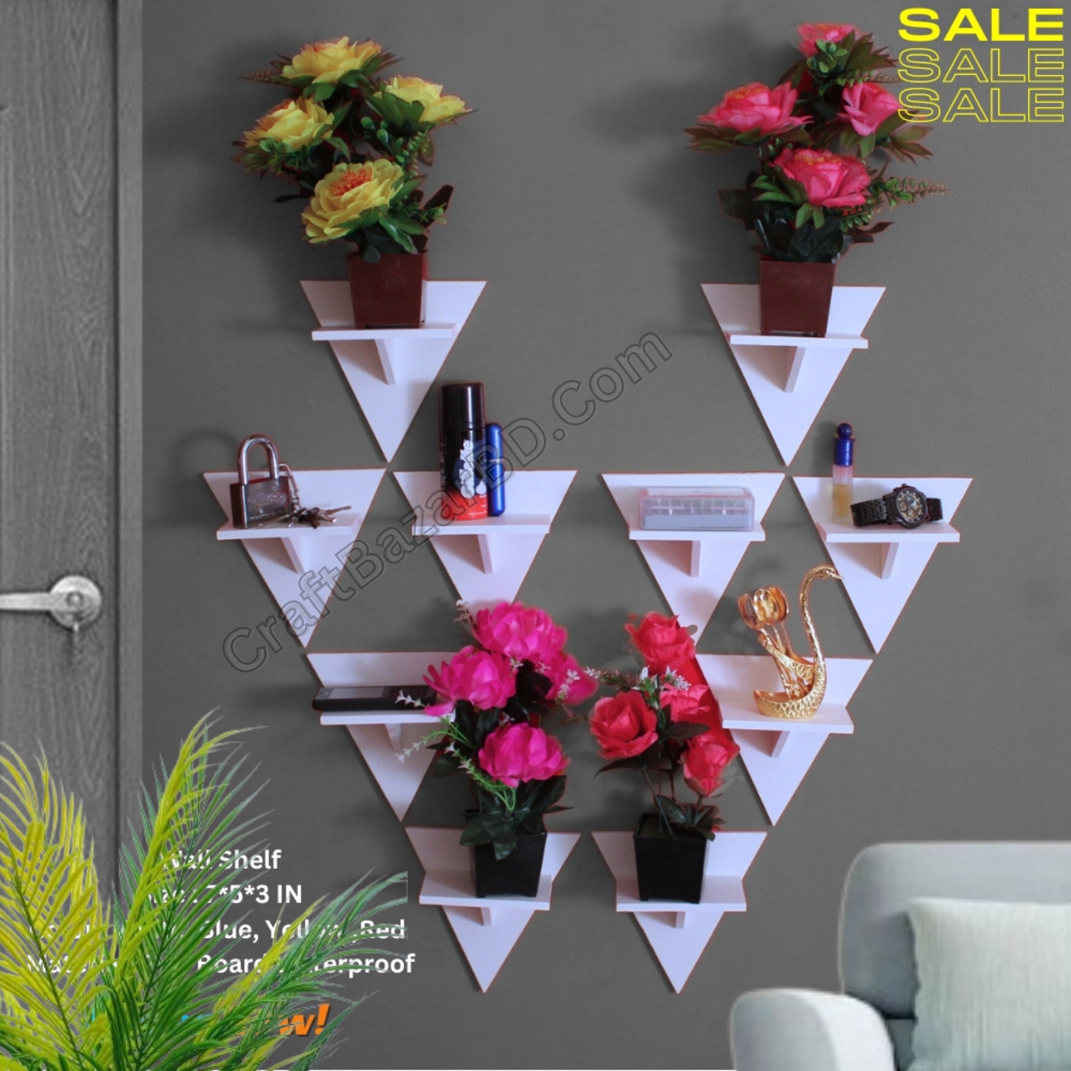 Picture of Triangle Wall Shelf Self Adhesive Punch Free Premium Quality Premium Quality