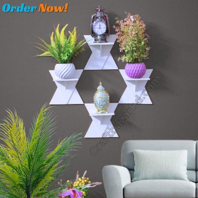 Picture of Floating Wall Shelf Without Flower ,Self Adhesive Punch Free Wall Décor (1/4 Pcs 1 Set) Waterproof & Premium Quality