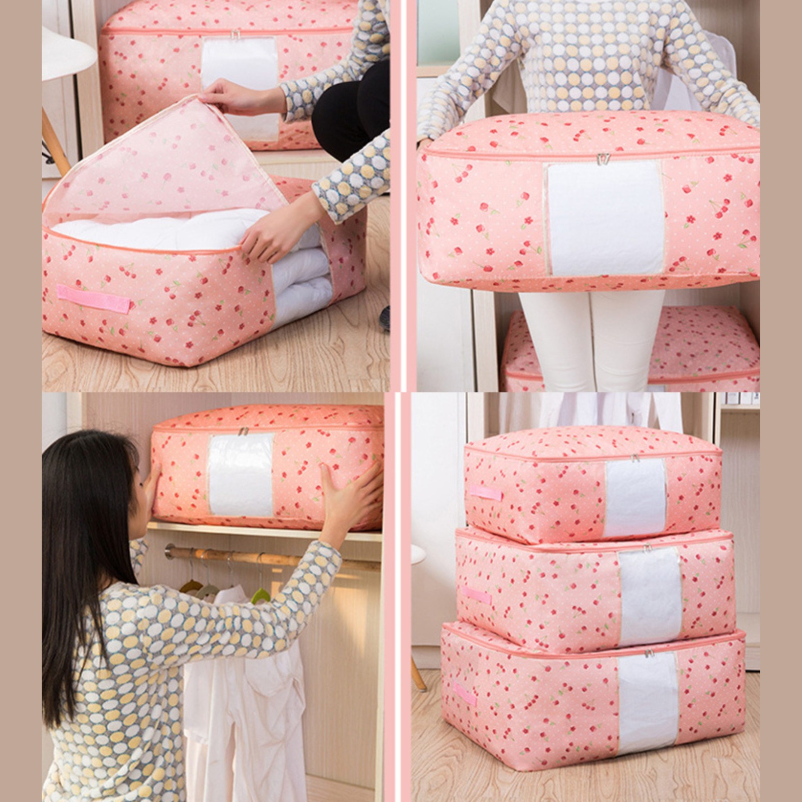 Picture of Storage Bags. Lovely Printing polester Clothing Storage Bags. Quilt Storage Bags. Folding Storage Organizer For Home.