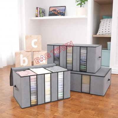 Picture of Clothing Storage Bag with Clear Windows Home Storage Box Quilt Storage Container Bag