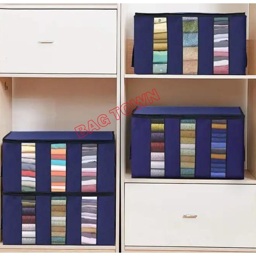 Picture of Clothing Storage Bag with Clear Windows Home Storage Box Quilt Storage Container Bag