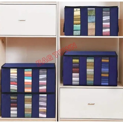 Picture of Clothing Storage Bag with Clear Windows Home Storage Box Quilt Storage Container Bag
