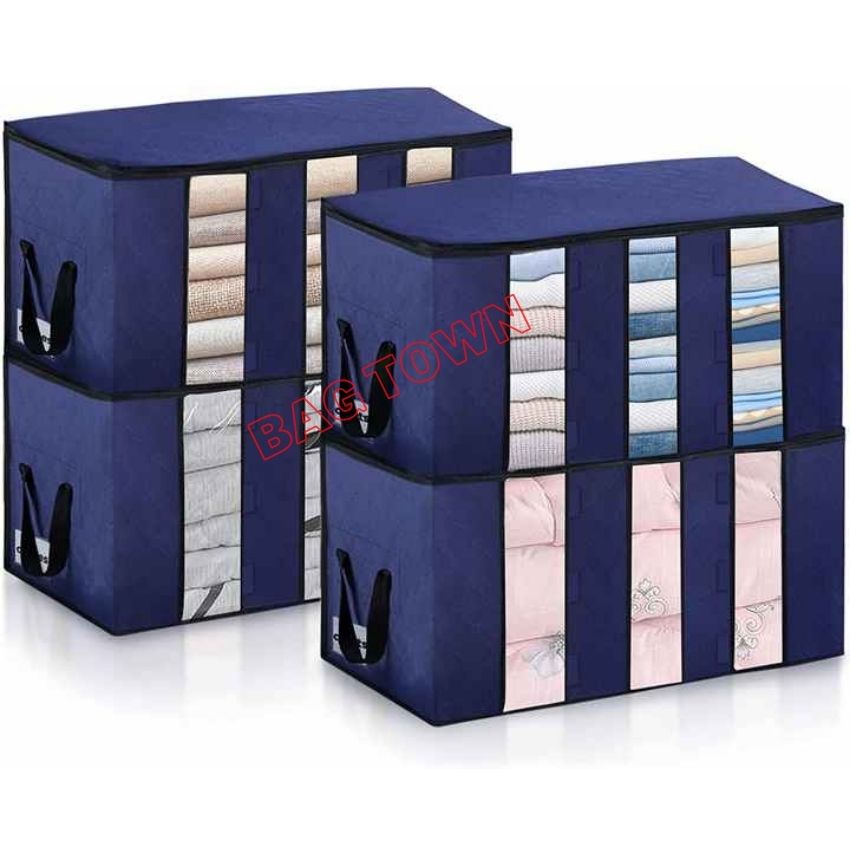 Picture of Clothing Storage Bag with Clear Windows Home Storage Box Quilt Storage Container Bag