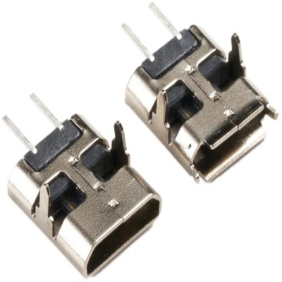 Picture of 10Pcs- Micro USB Female Socket Type-B 2 Pin Female DIP Power Socket Connector Panel Mount For Charging Socket LED Light Electronics Projects DIY Silver