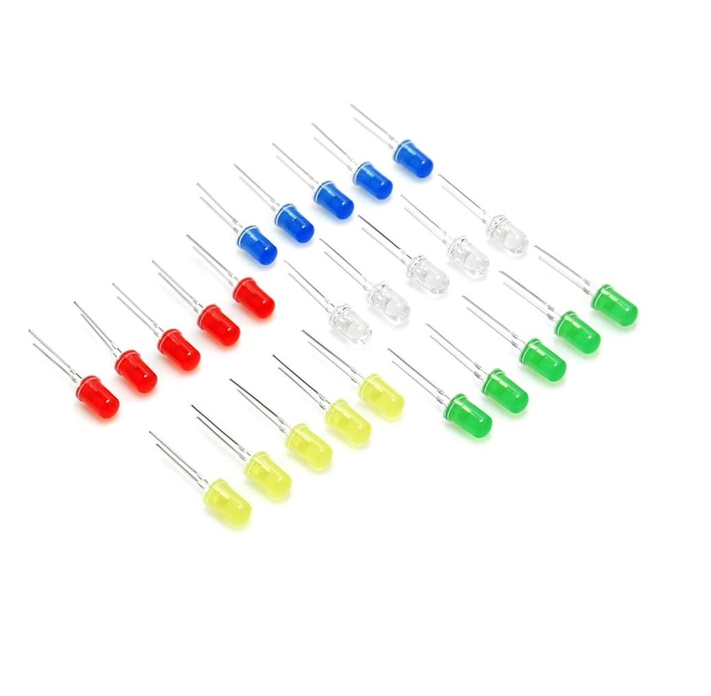 Picture of 50 Pcs 5mm Colorful LED  Color LED Light Green Red Yellow Blue White LED Light 5mm Round LED Light Emitting Diode 5mm LED Light Bulb For Indicator Light LED