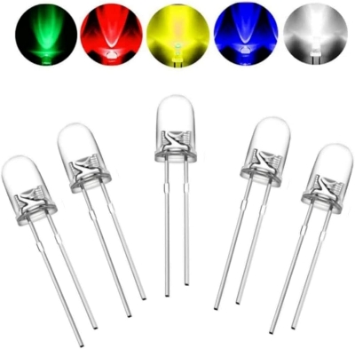 Picture of 50 Pcs 5mm Colorful LED  Color LED Light Green Red Yellow Blue White LED Light 5mm Round LED Light Emitting Diode 5mm LED Light Bulb For Indicator Light LED