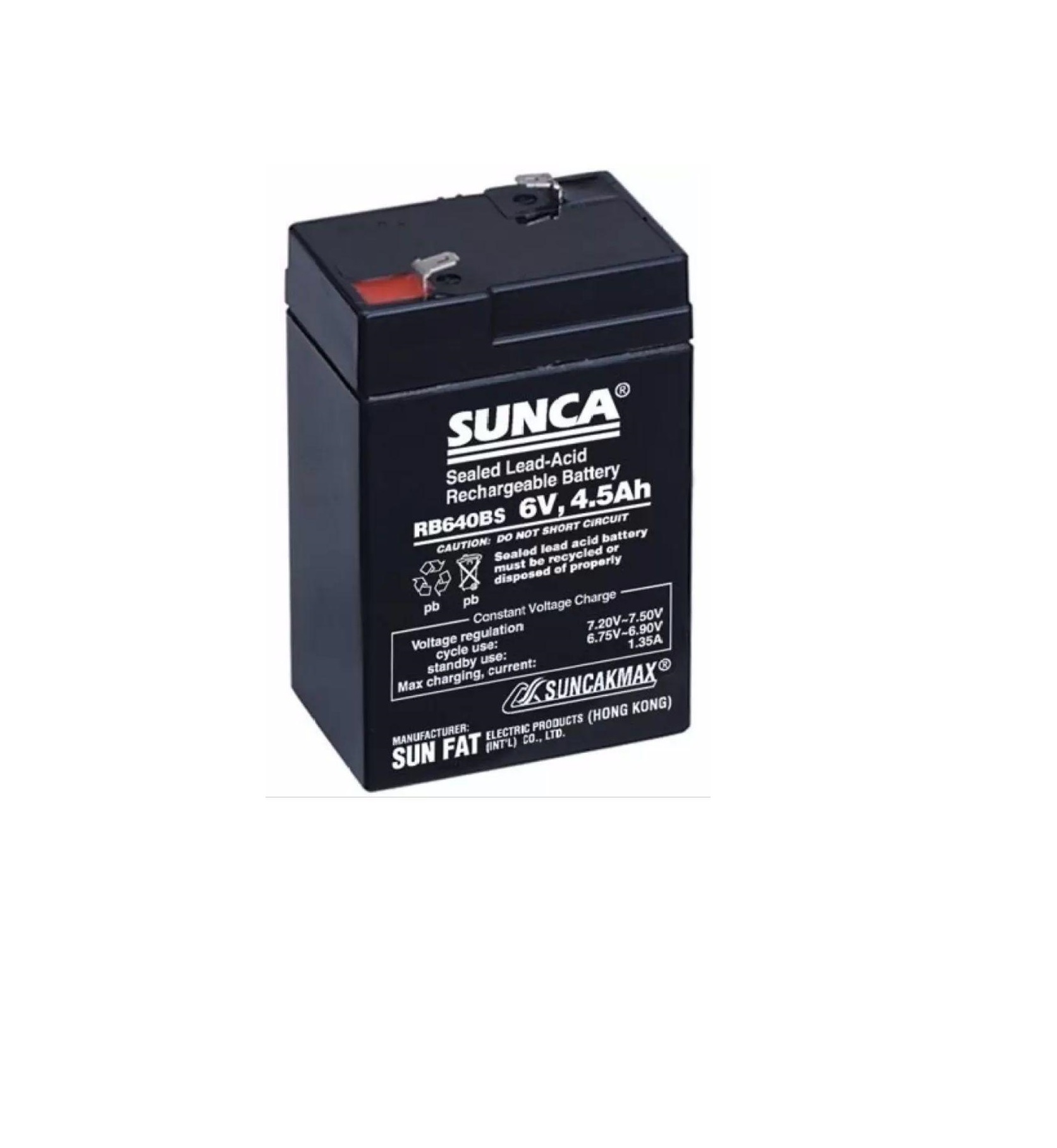 Picture of Sunca 6V, 4.5ah Sealed Lead-acid Rechargeable Battery Black