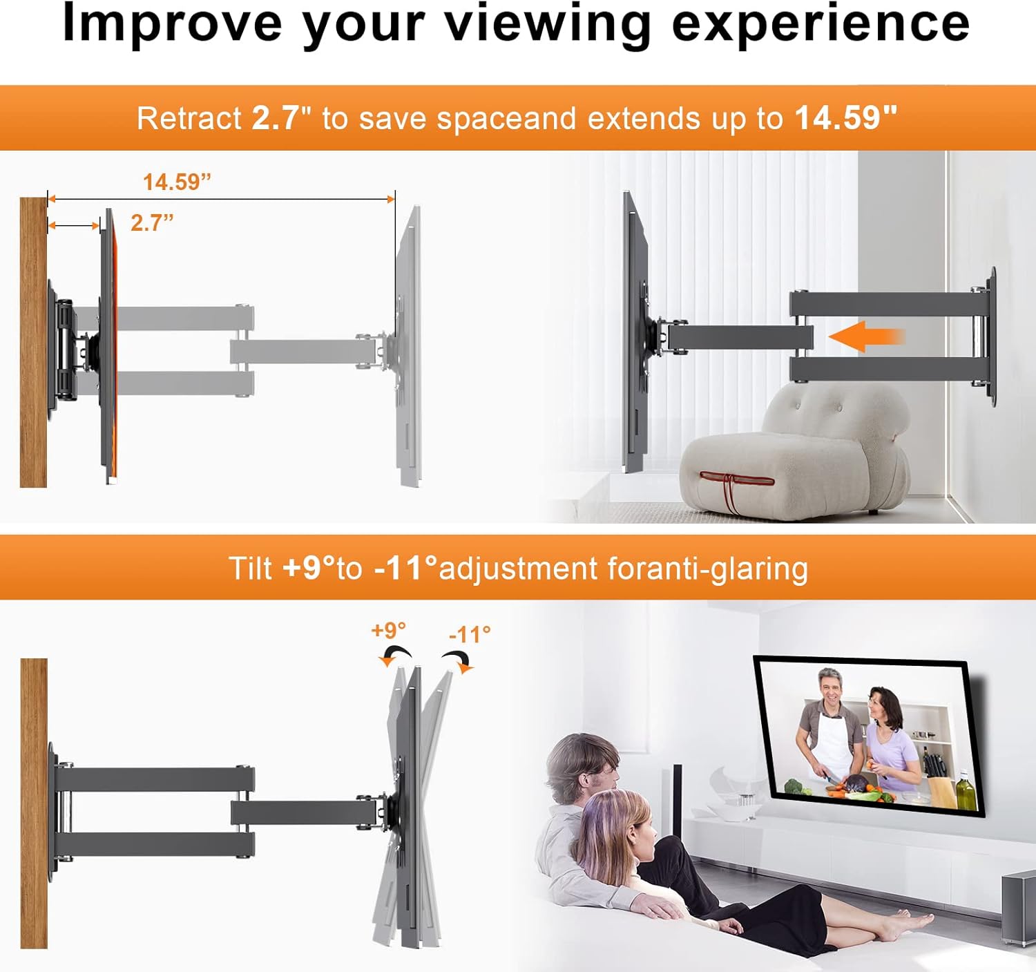 Picture of 14 inch to 32 inch 180 Degree Swivel Tilt LED LCD TV Wall Mount Bracket Monitor Holder Black