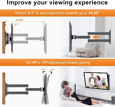 Picture of 14 inch to 32 inch 180 Degree Swivel Tilt LED LCD TV Wall Mount Bracket Monitor Holder Black