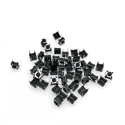 Picture of 10 Pcs- TACTILE Momentary 4Pin Tactile Tact Push Button Switches 4 Pin 6x6x4.5mm On Off PCB Touch Switch Momentary Push Button Switch Square Push Button Light Switch10Pcs- TACTILE Momentary 4Pin Tactile Tact Push Button Switches 4 Pin 6x6x4.5mm On Off PCB Black