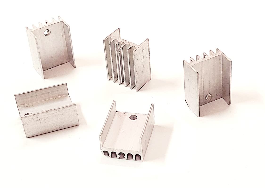 Picture of 5 Pcs- 20mm TO220 TO-220 Aluminum Heat Sink 20x15x10mm Voltage Regulator Heatsinks Heat Diffuse Cooling Silver Tone For TO-220 IC MOSFET Transistors Voltage Regulators Silver