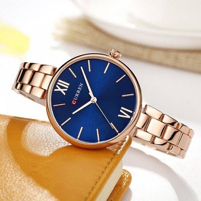 Picture of Curren 9017 New Women Watches Luxury Brand Watch Women Quartz Clock Creative Wood Pattern Dial Fashion Wristwatch - Watch - Watch For Women