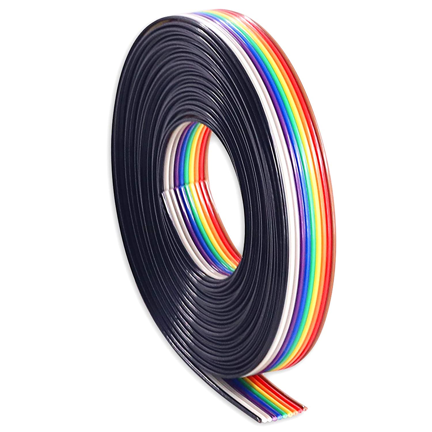 Picture of 10 Core Rainbow Color Flat Ribbon Wire Cable (1 Meter) 1Meter/10 WAY Wire Rainbow Color Flat Wire Cable Multicolor