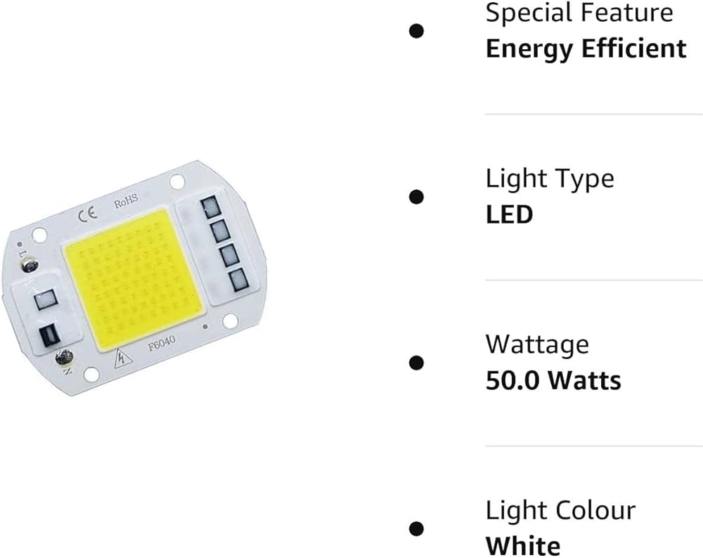 Picture of 50W 220V Led Cob Chip With Integrated Smart Ic Driver And With Heat Transferable Paste To Fix On Heat Sink (Cool White) White