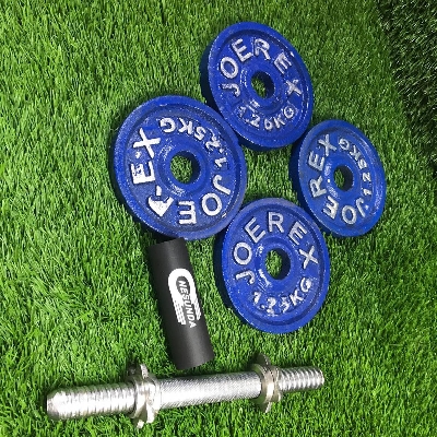 Picture of Four Pieces Dumbbell Set With 1Pc 10 inch Sticks - 5Kg - Blue and Silver Combo