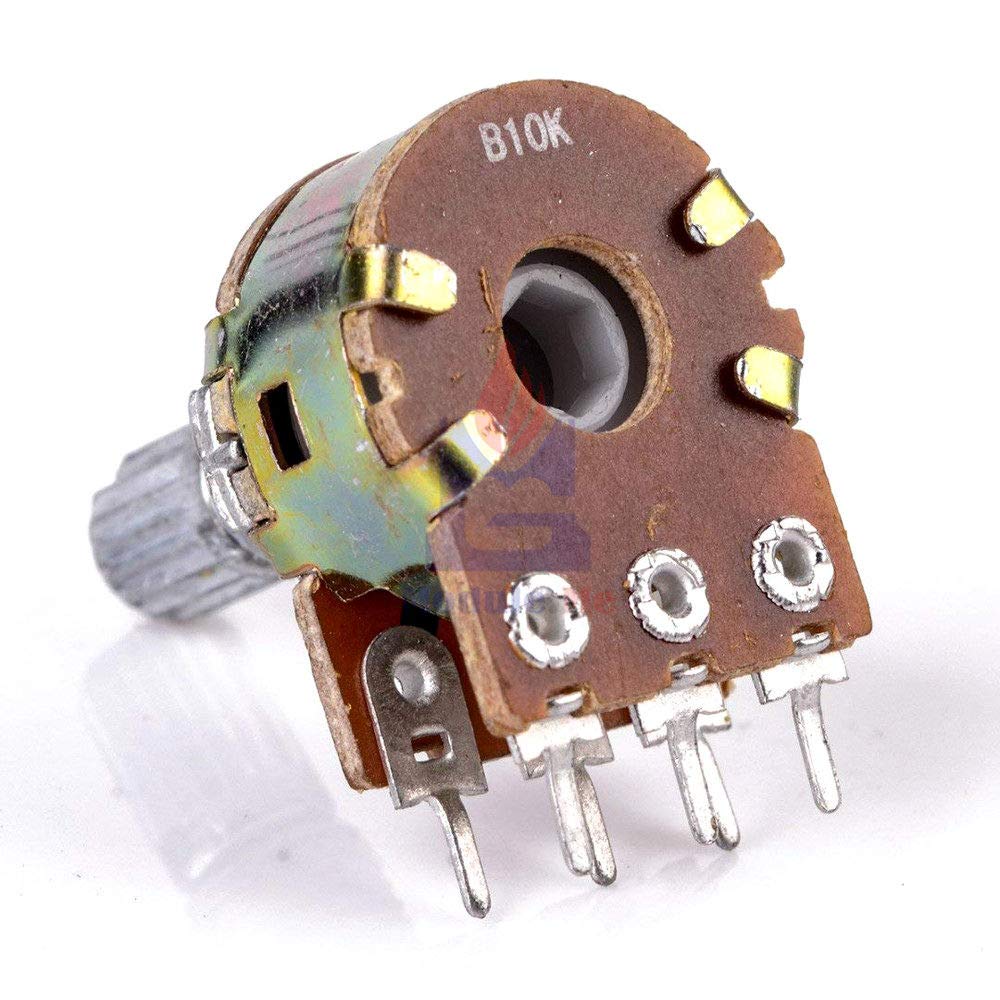 Picture of 2Pcs B10K 10K Ohm Potentiometer 6 Pins Split Shaft Rotary Linear Stereo Dual Taper Potentiometers Multicolor