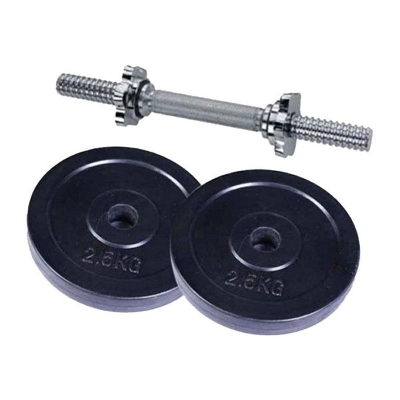 Picture of Combo Pack of Two Pieces Dumbbell Set With Stick - 5Kg - Black and Silver
