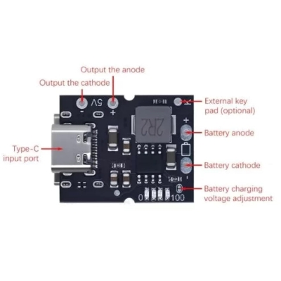 Picture of Type-C USB 5V 2A Battery Charging Discharging Boost Converter with USB Charger Module Black