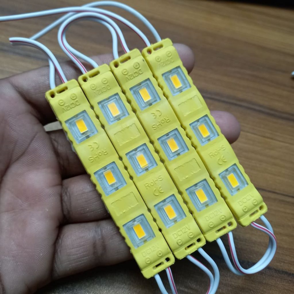 Picture of 4 Pcs- YELLOW Color DC 12V COB Yellow LED Light COB LED Light 12V COB LED Chip 3W LED Light With Cables COB Light Bulbs For Decoration Office DIY LED Light Yellow