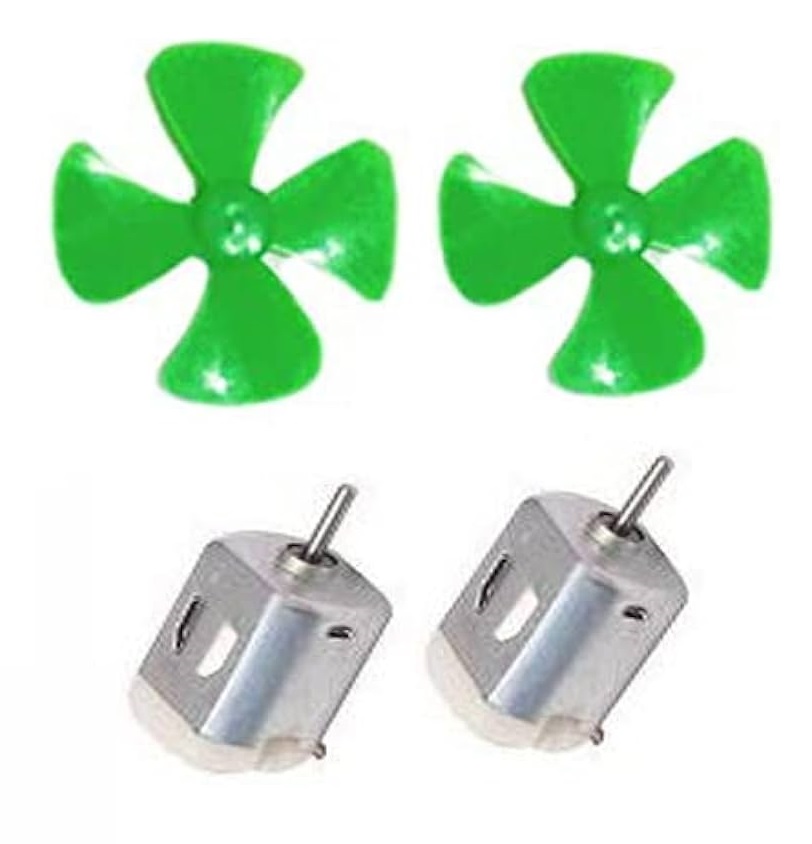 Picture of Mini Fan Kit - 2 Pcs DC Toy Motor, 2 Pcs. Mini Four Blade Fan 2 Set Multicolor