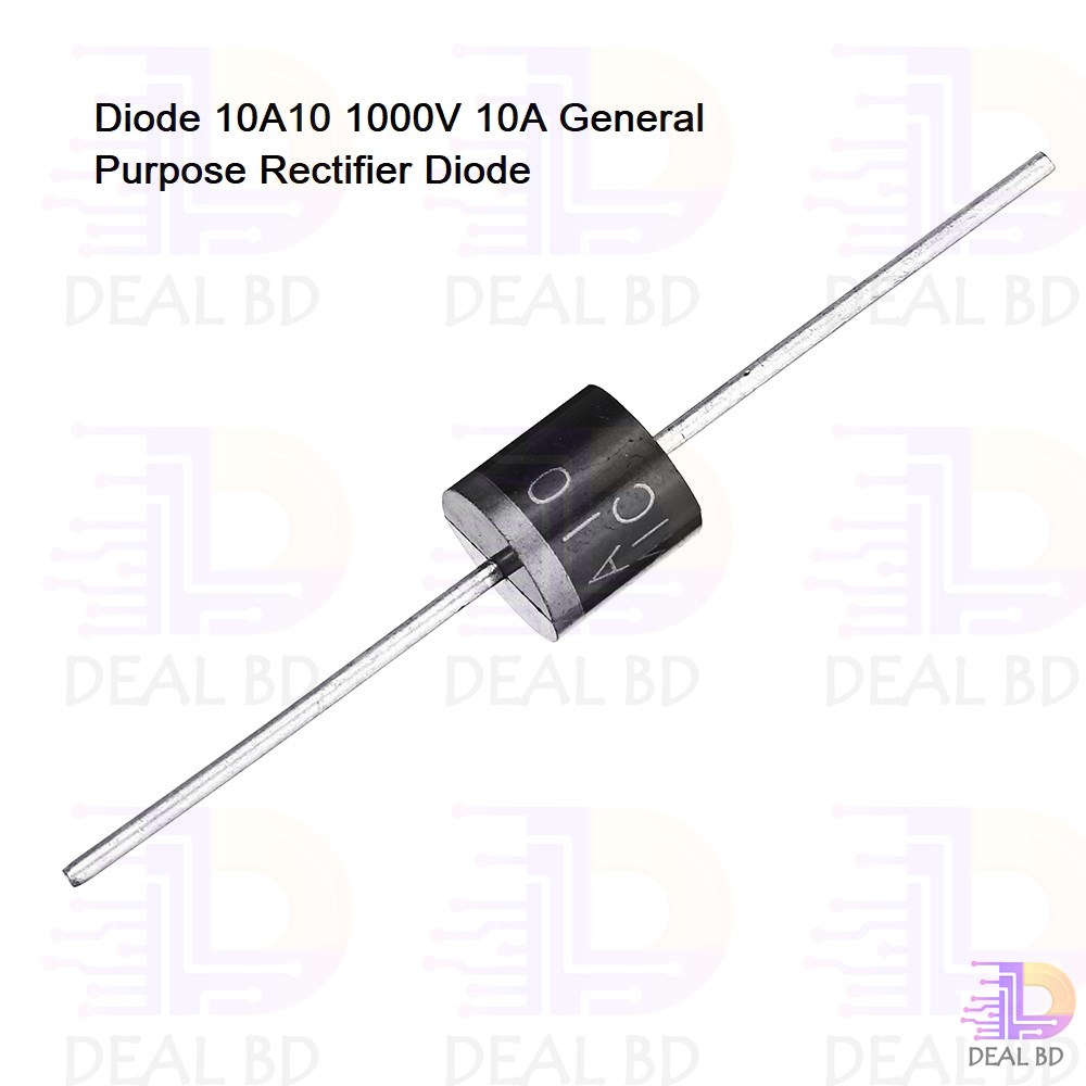 Picture of 5 Pcs- Diode 10A10 1000V 1KV 10A General Purpose Rectifier Diode 10A10 Silicon Junction Diode R-6 Package Electrical Circuitry & Parts Black