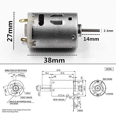Picture of Rs 385 DC Motor 6 volt High Power for Blower/Hot Air Gun/Small Electric Drill Motor Silver