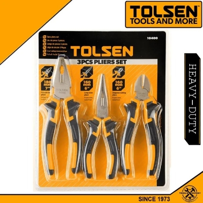 Picture of TOLSEN 3pcs Plier Set (Combination, Long Nose, Cutting Pliers) TPR Handle 10400