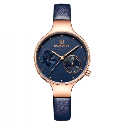 Picture of NAVI forCE NF5001 PU Leather Chronograph Watch for Women - Blue and RoseGold