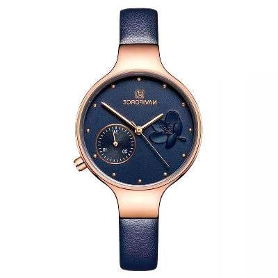 Picture of NAVI forCE NF5001 PU Leather Chronograph Watch for Women - Blue and RoseGold