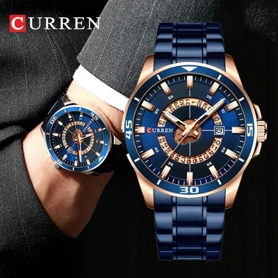 Picture of curren Men 8359 Waterproof Date Quartz Military Wrist Watch-Blue