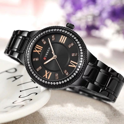 Picture of CURREN 9004 - Stainless Steel Fashionable Analog Watch for Women-Full Black