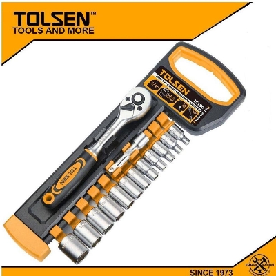 Picture of TOLSEN 14 Pcs 1/4" Ratchet Handle with Socket Set Industrial Series 15150