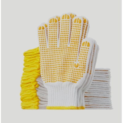 Picture of 12 pair Knitted Cotton and PVC Dotted Hand Gloves for Construction, Industrial, Welding, Kitchen, Gardening, Household work