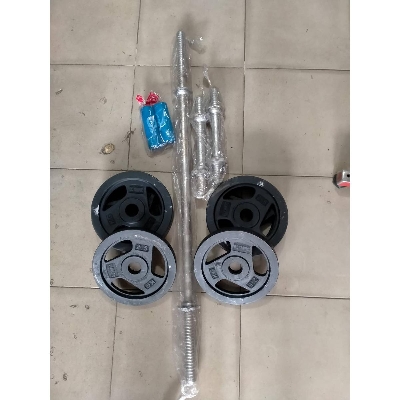 Picture of Combo Pack of Eight Pieces Dumbbell Set With Two 10 inchi Sticks and 3 fit burbell stick - 10Kg - Black and Silver