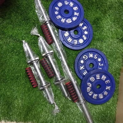 Picture of Combo Dumbbell Plate With 3 Feet Barbell Bar and Two 10 inch Sticks - 20KG (5kg*4Pcs)